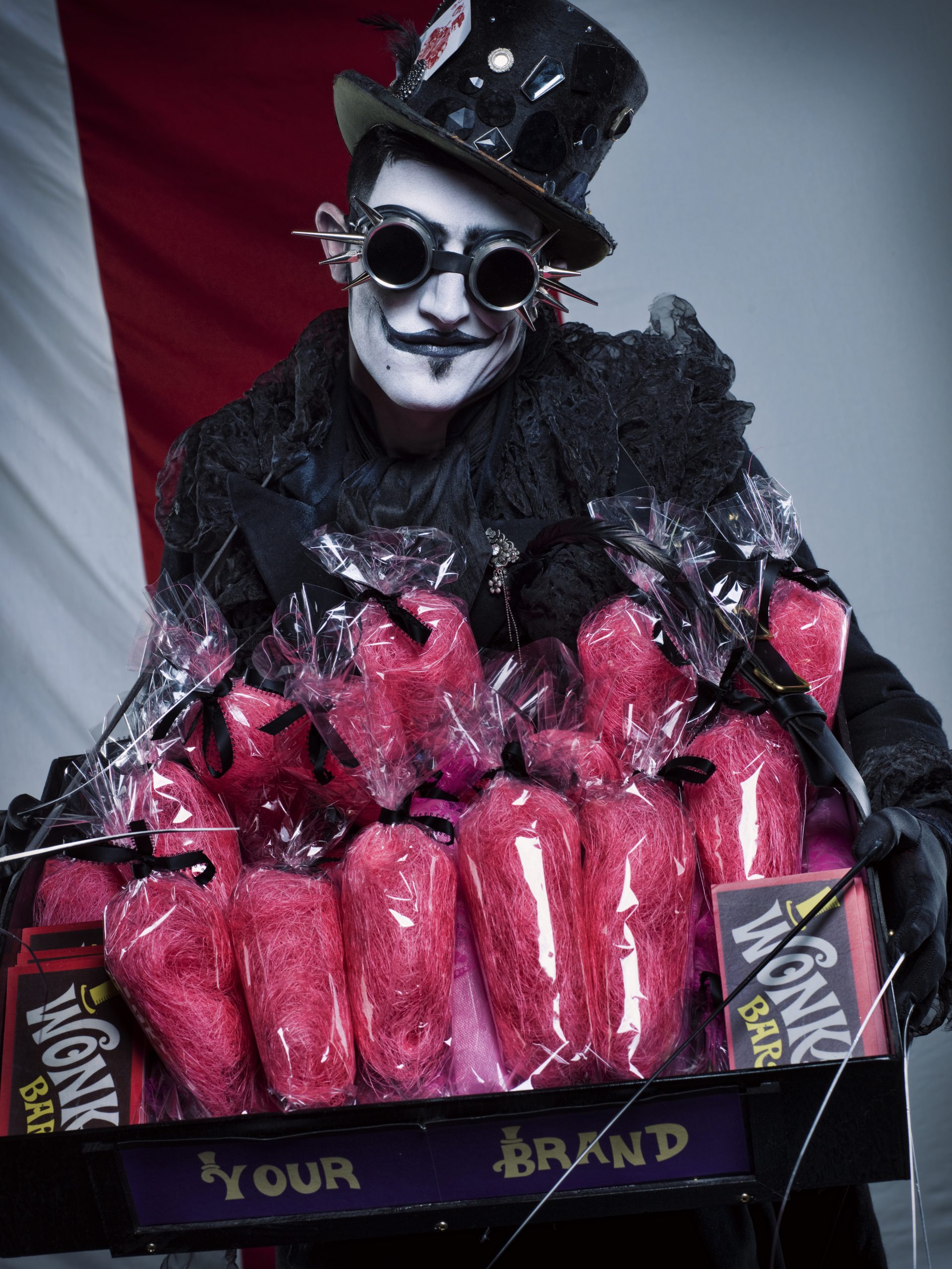 steampunk usherette characters for themed parties vintage candy floss