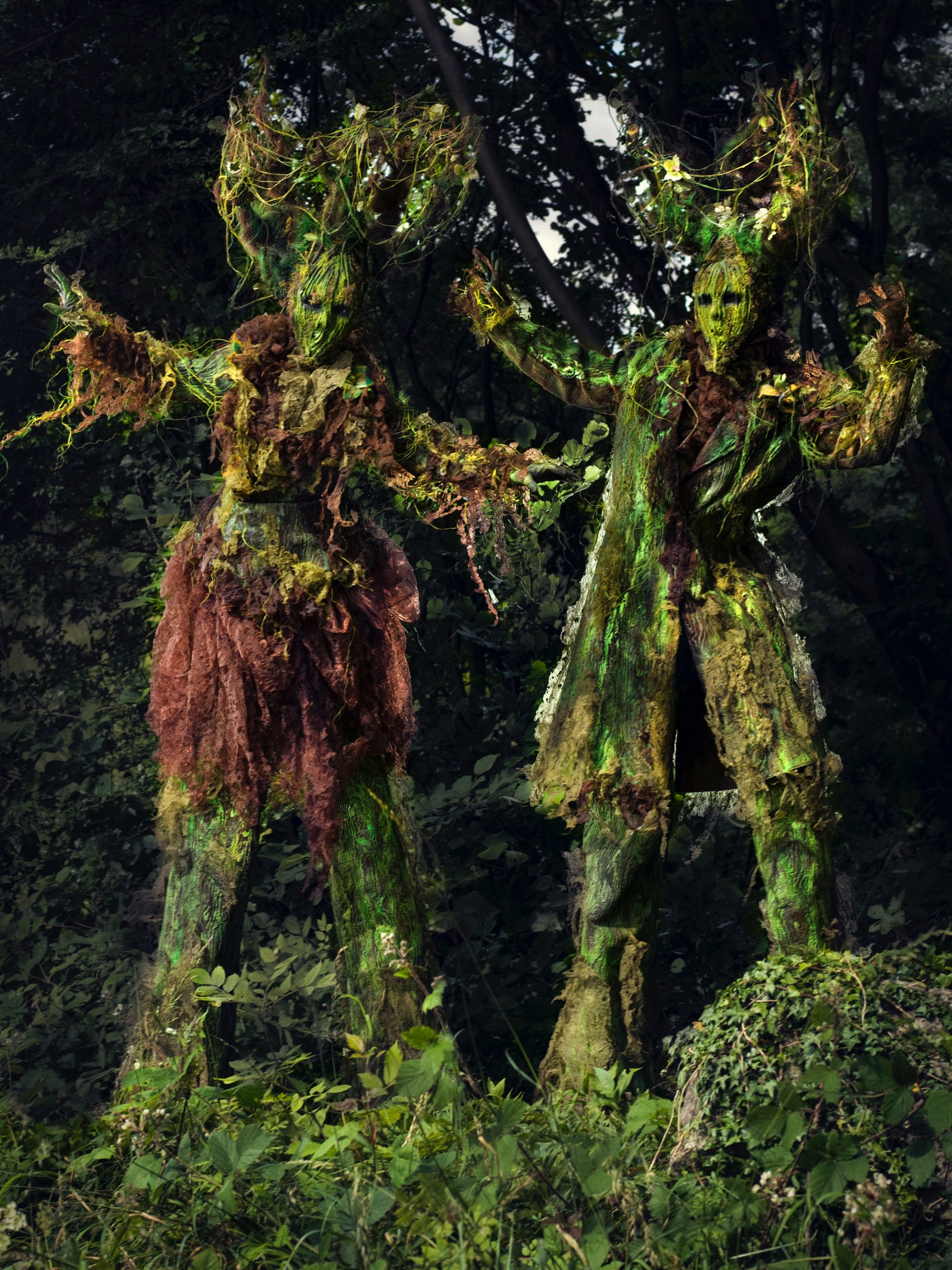 Oberon and Titania stilt walking living trees for parties and events midsummers night dream