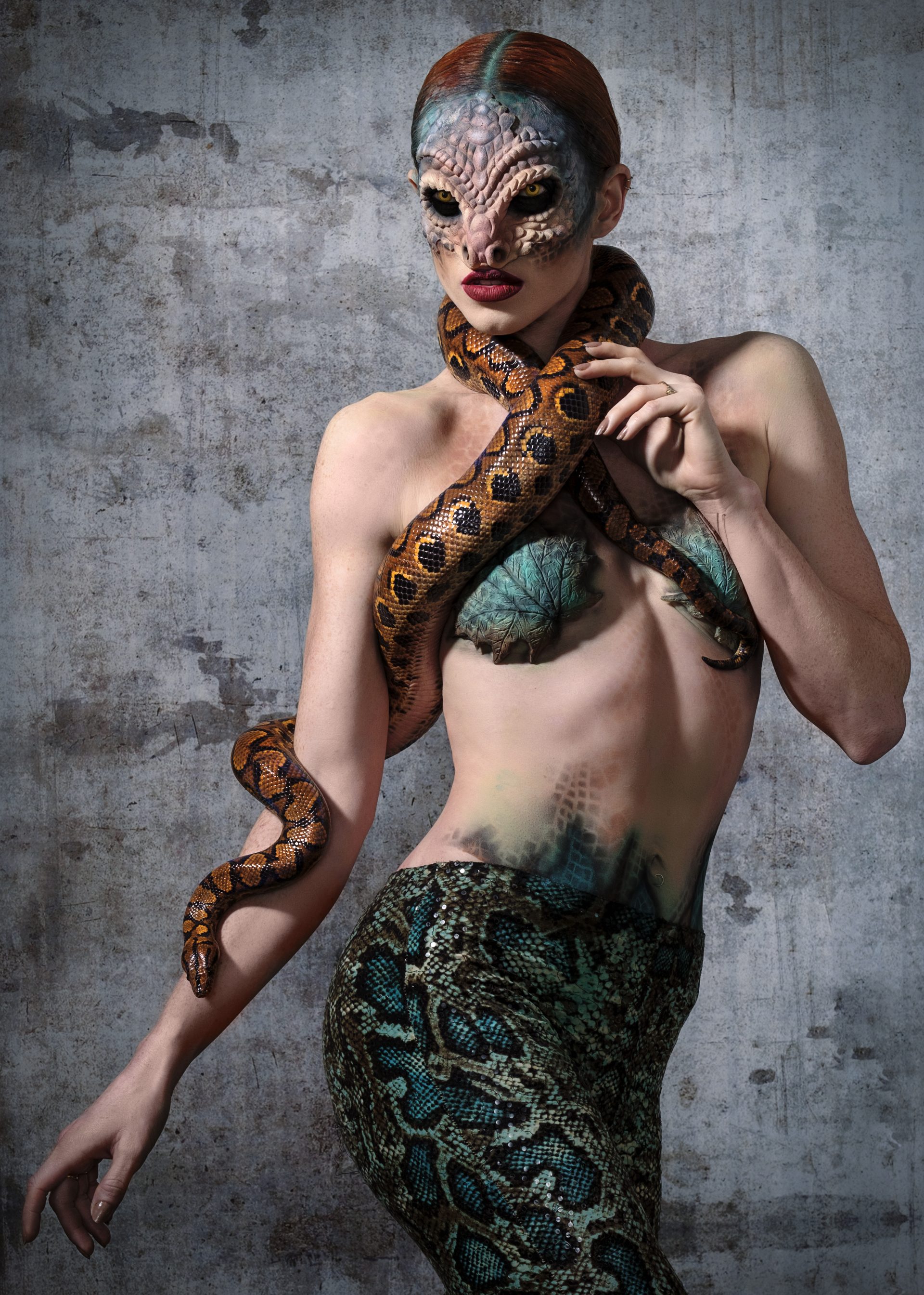 body painted paint female snake