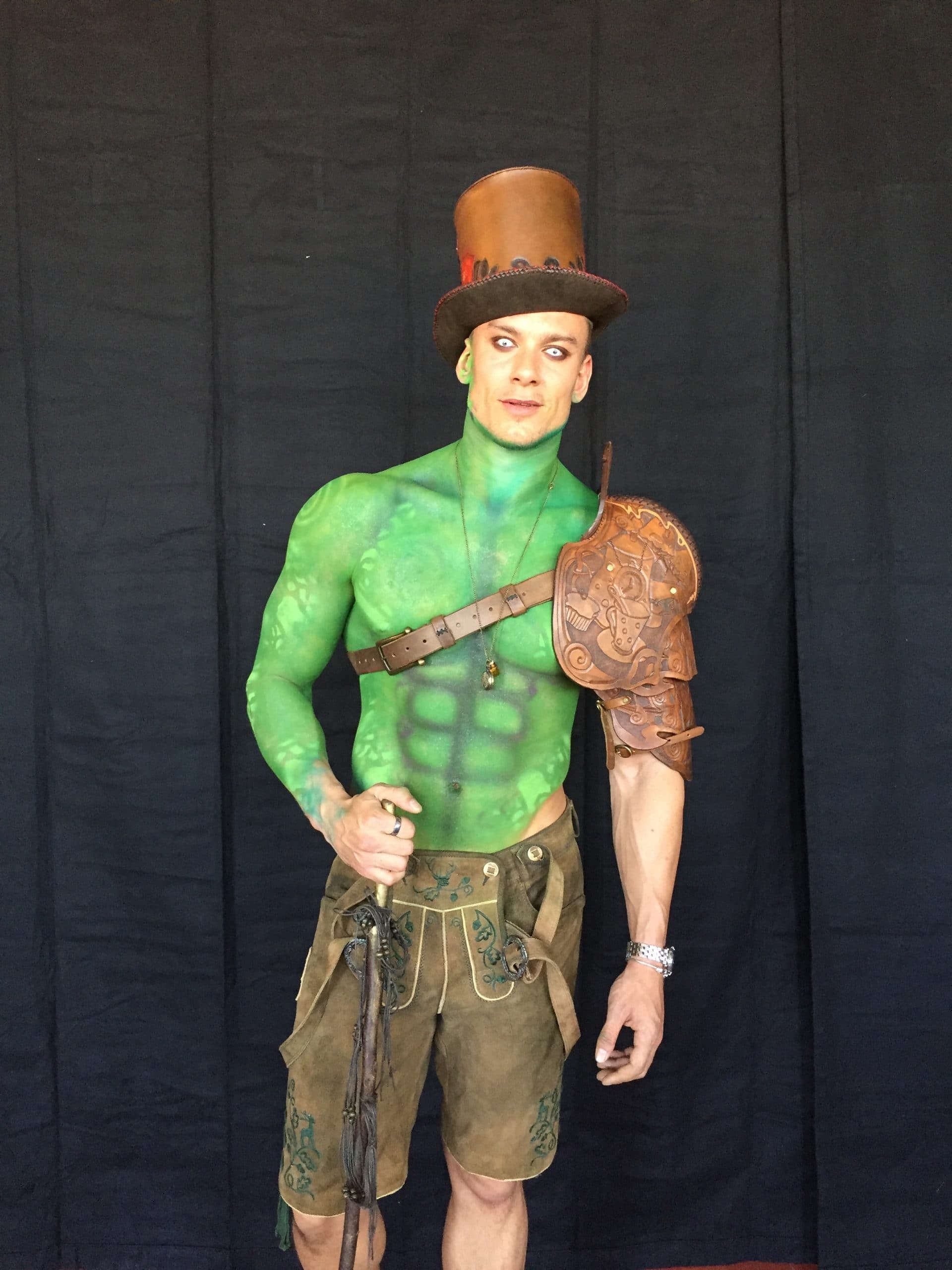 Male model mad hatter fitness muscle Alice in wonderland shoot