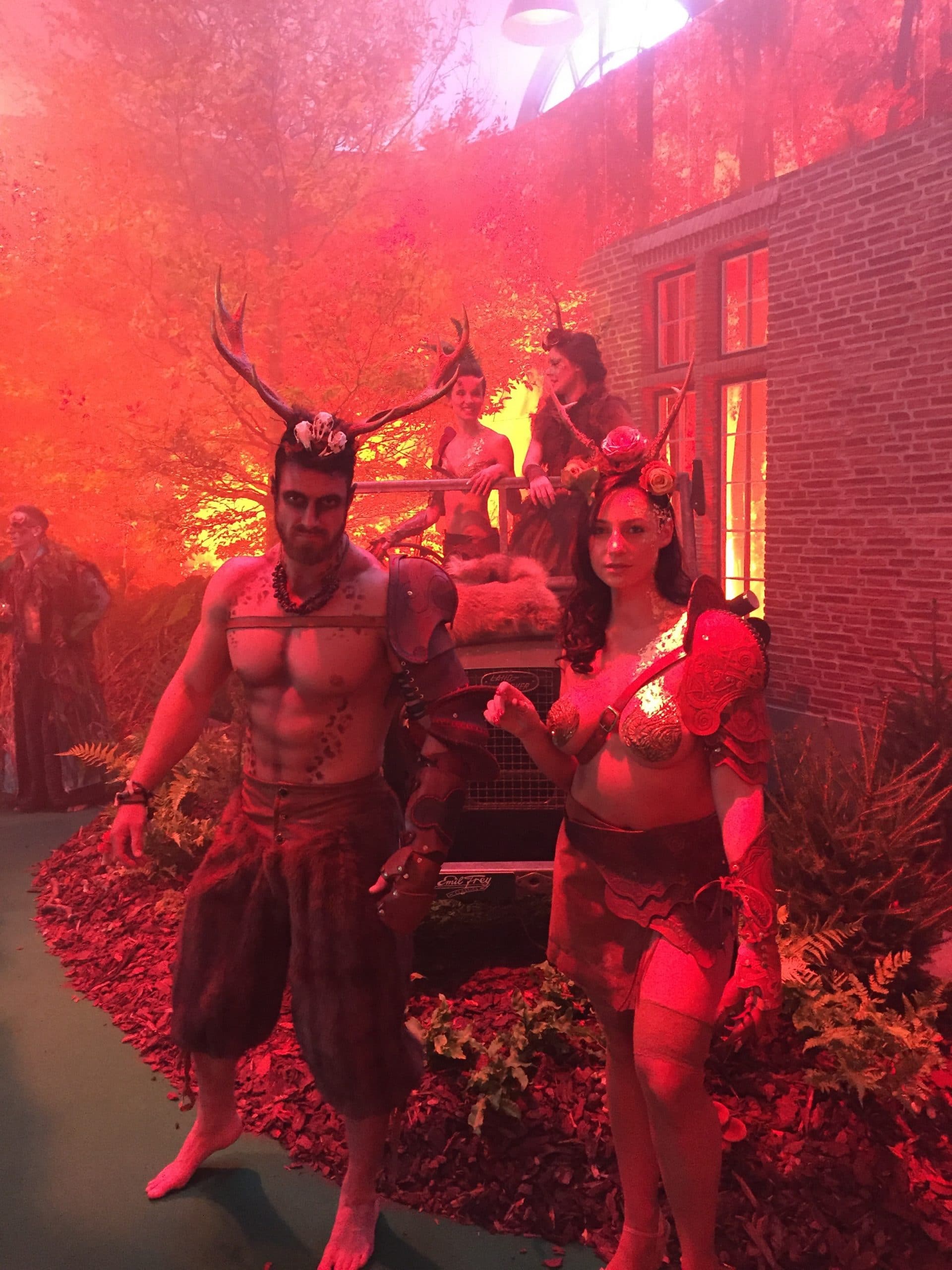 Enchanted fairy tale forest party stag model female model faun