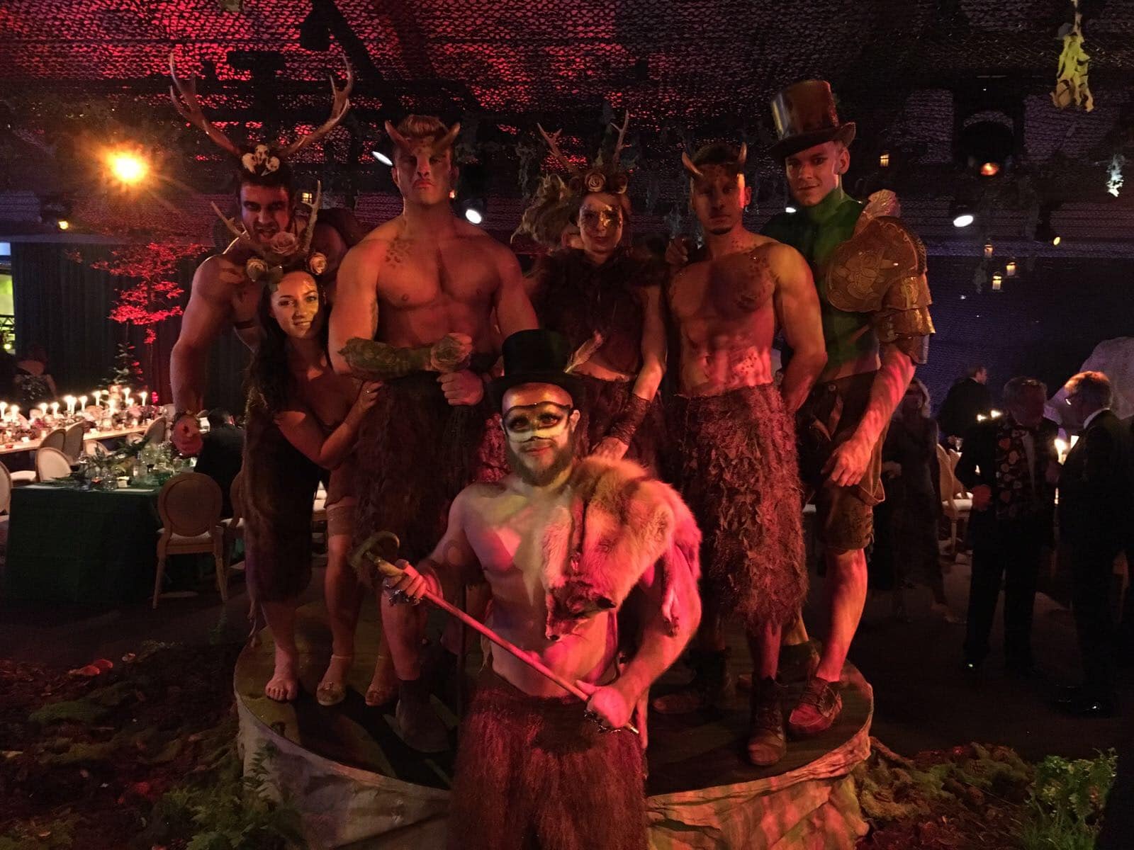 Enchanted garden performers for events prosthetics fantastic mr fox stags fauns