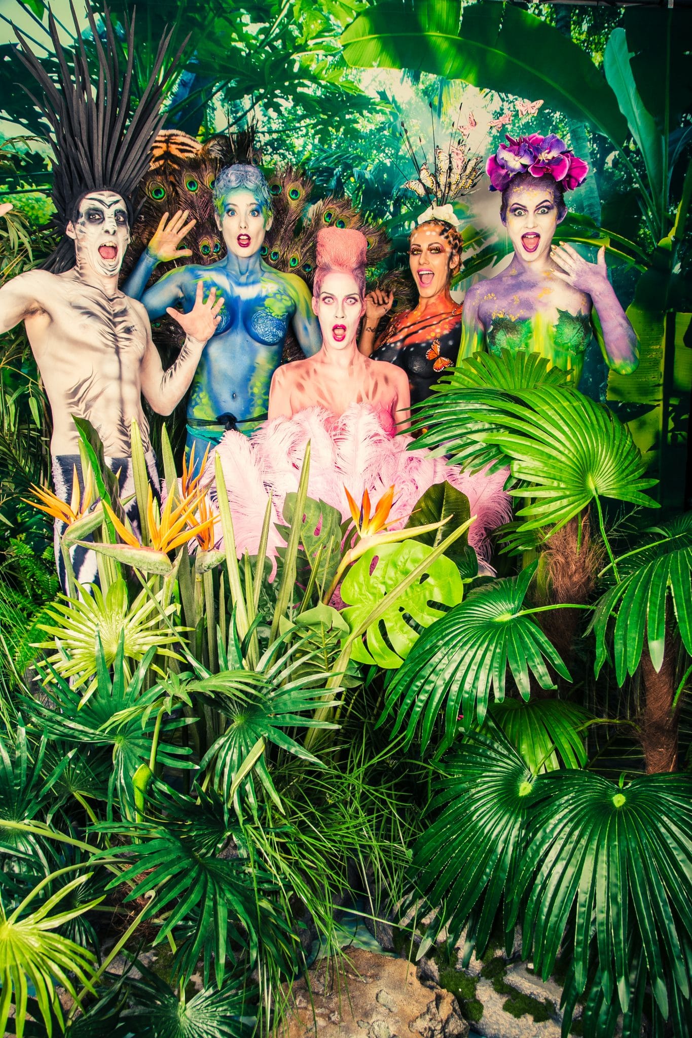 Jungle_party_theme_themed_entertainment_bodypainted_birds