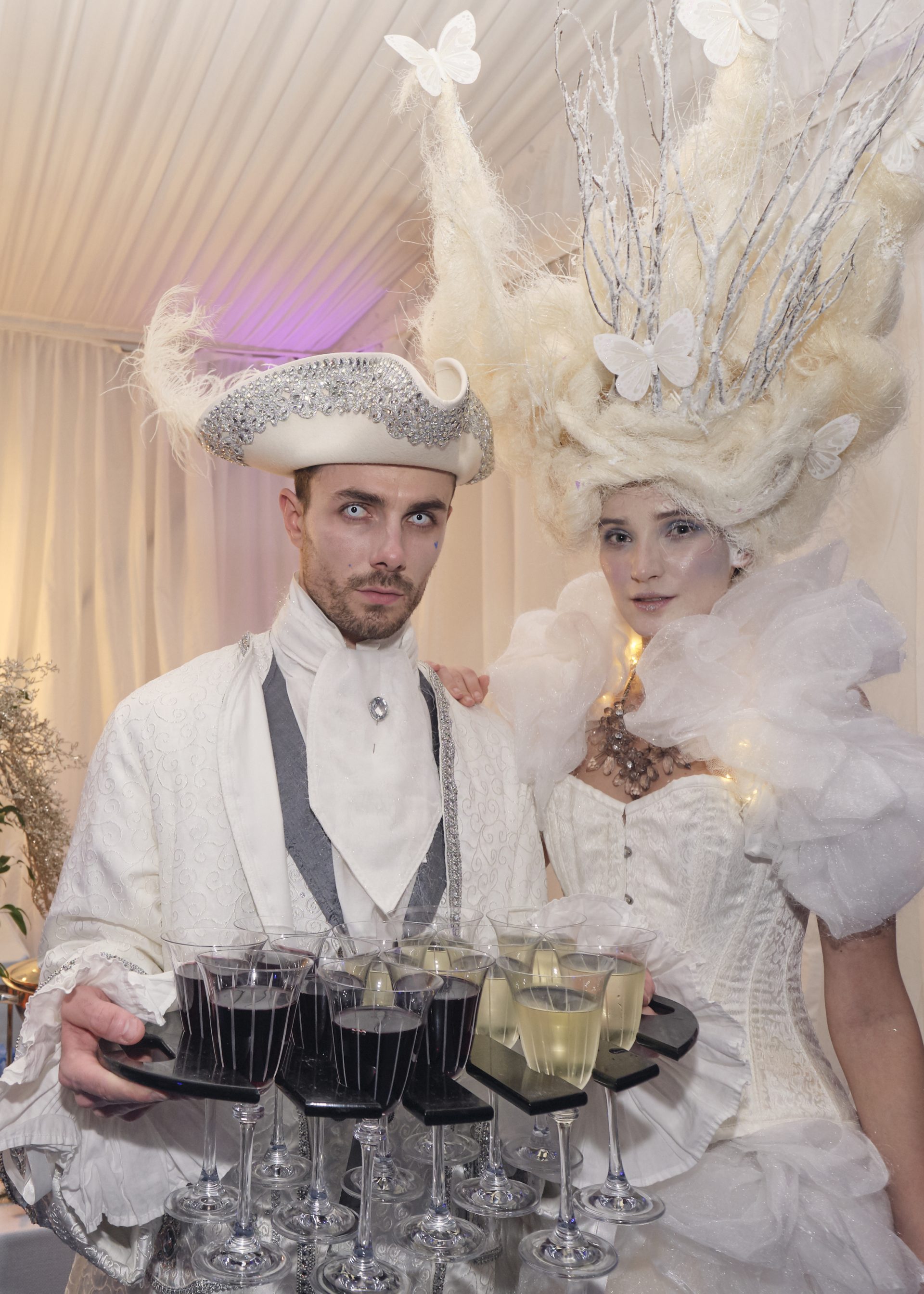 Ice Queen and Prince Charming themed party waiters butlers