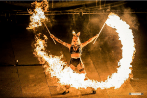 Female fire dancer