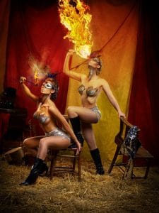 Party theme The greatest showman fire breathers
