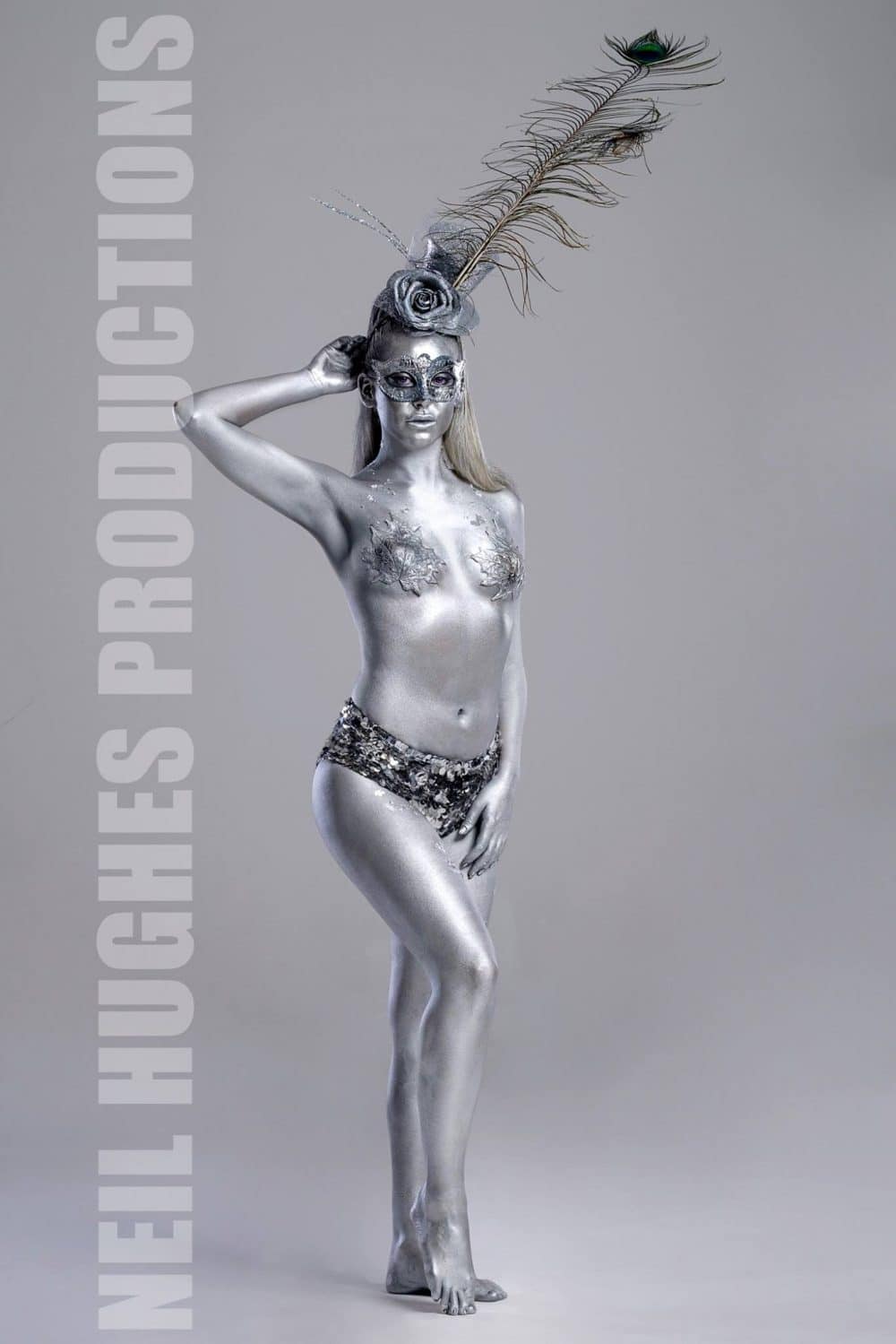 Female silver body painting body painting costume ideas