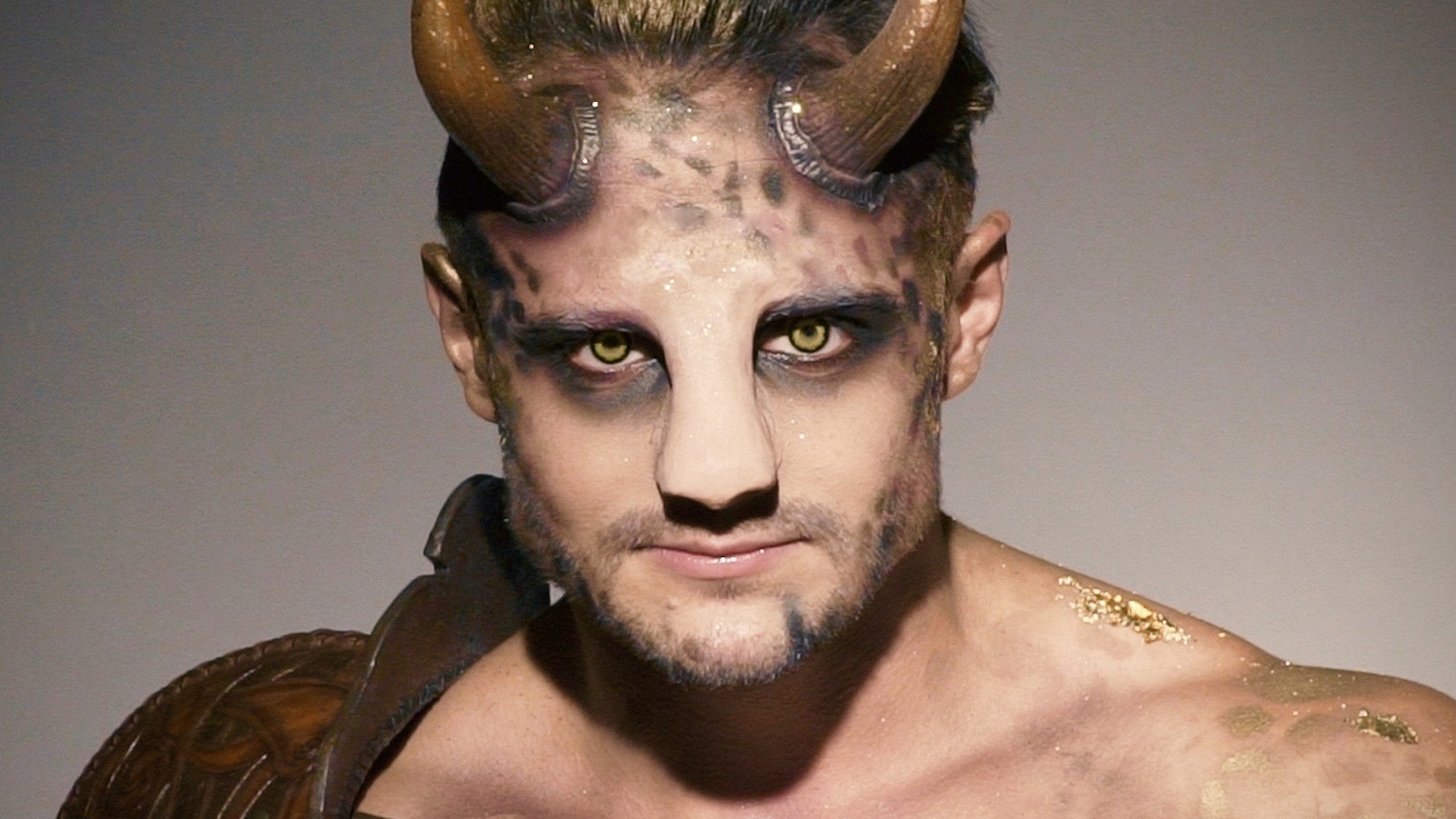 Faun A close up photo of the faun from the enchanted garden collection. Handsome model with prosthetics and faun makeup