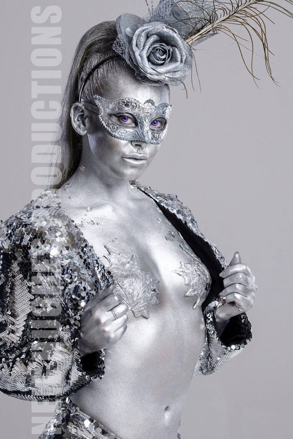 Female silver body painting Body painting sport illustrated