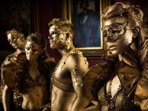 Gold body painted statues